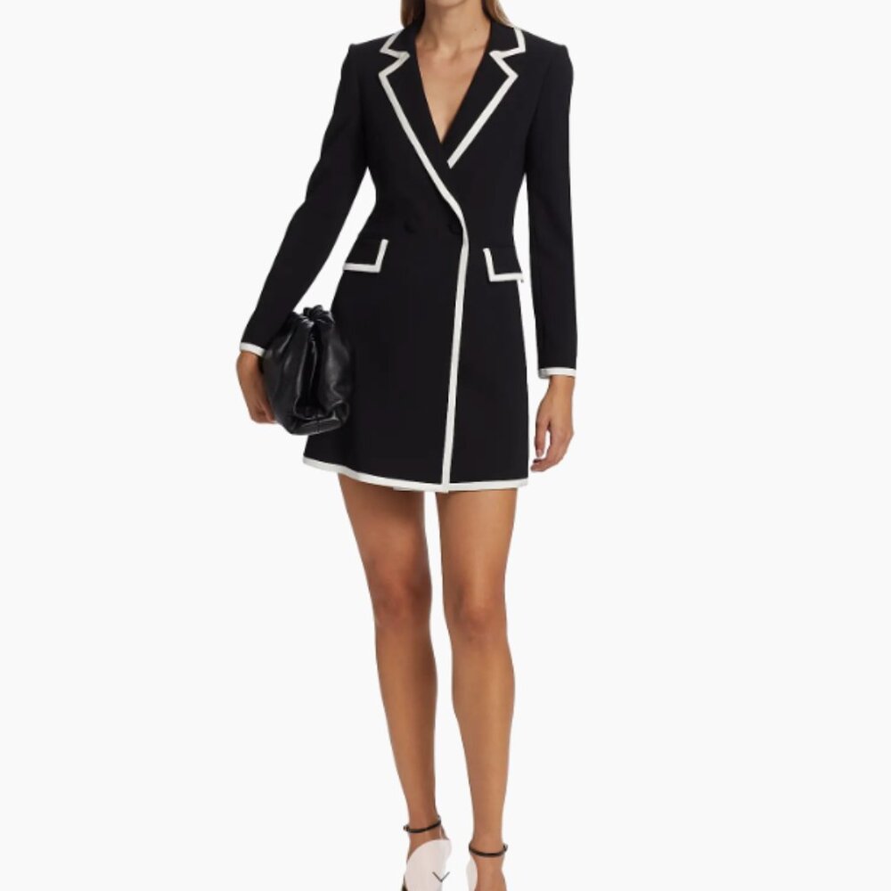 Alice + Olivia Kyrie Piped Tuxedo Dress - Picture 2 of 4